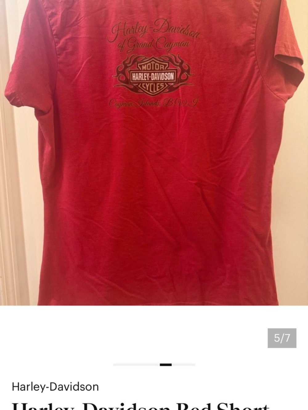 Harley-Davidson Red Short Sleeve Logo Tee with Gold Print - Picture 9 of 9